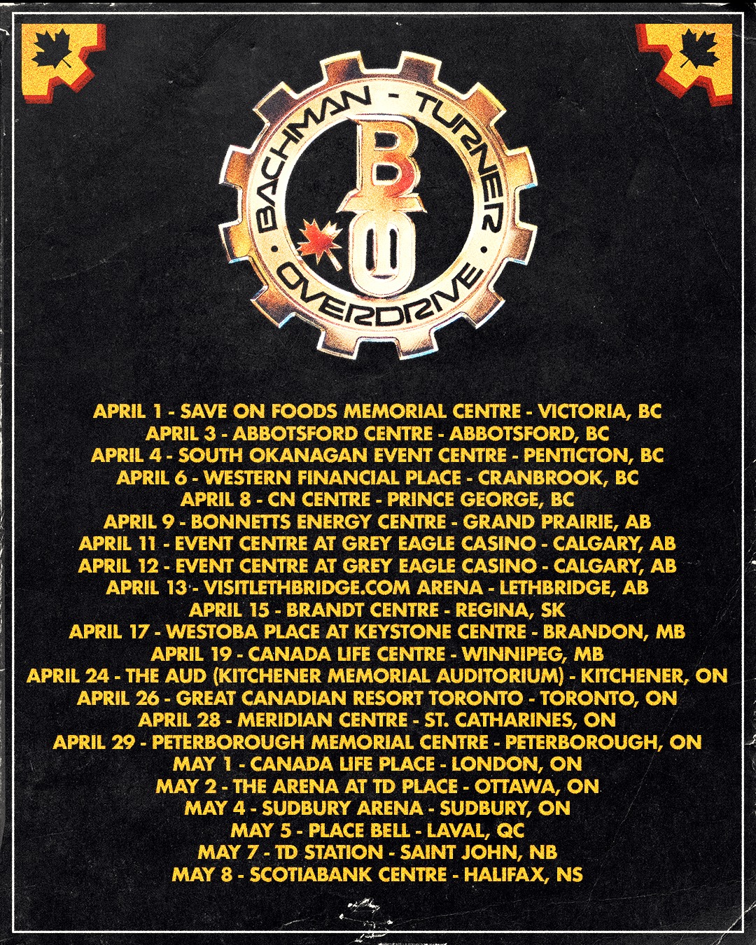 Bachman Turner-Overdrive Back In Overdrive Tour Poster 2025